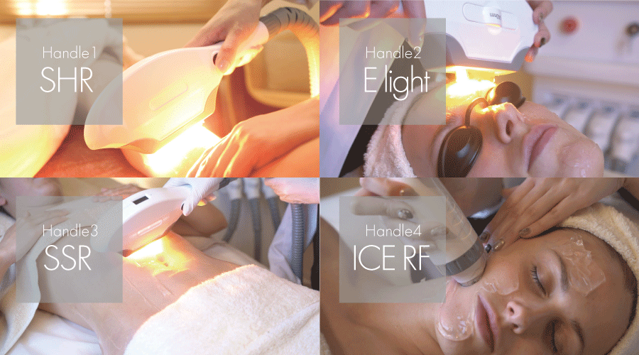美容脱毛機4種類のヘッド写真